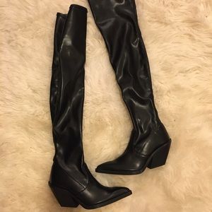 Zara Western Over Knee Leather Stretch Boots NWOT